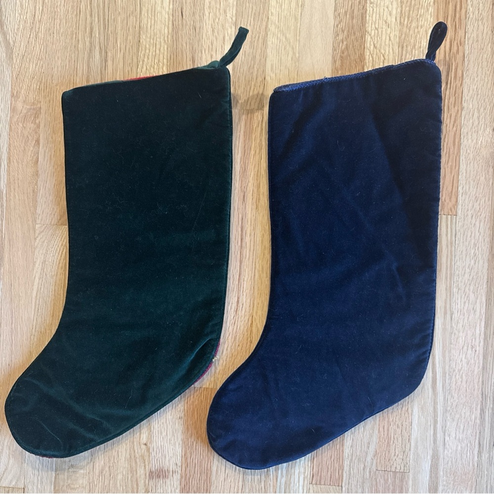 2 Needlepoint Christmas Stockings O’Christmas Tree & Let It Snow Velvet - Picture 6 of 10